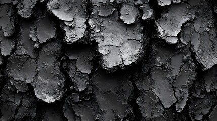 Poster - Close-up of cracked, dry earth. Abstract monochrome texture. Abstract Black and White Texture: Cracked Earth Surface