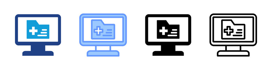 Poster - Digital Health Record icon set multiple style collection