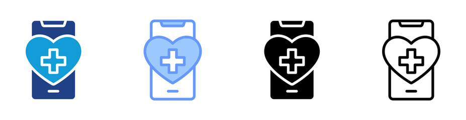 Aufkleber - Mobile Health Apps icon set multiple style collection