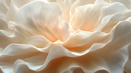 Poster - Close-up of soft, cream and peach flower petals creating an abstract, elegant and serene image. Abstract Flower Petals: A Symphony of Cream and Peach Hues