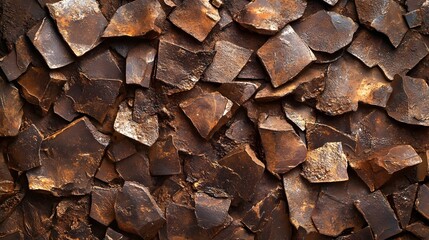 Poster - A detailed view of various sizes of brown stone pieces. The intricate texture and color variations create a captivating pattern. Intricate Texture of Brown Stone Fragments