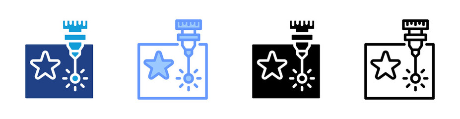 Fototapete - Laser Production icon set multiple style collection