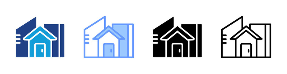 Poster - Architecture icon set multiple style collection