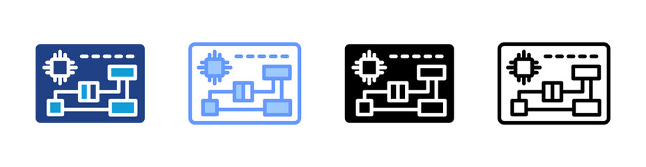 Poster - Electronics Circuit icon set multiple style collection
