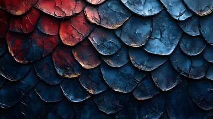 Poster - Abstract Dark Blue and Red Scale Texture: A Deep Dive into Textural Art