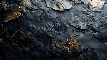 Poster - Abstract image of a dark blue and gold stone texture. Rich, dramatic detail. Dark Elegance: A Textured Abstract of Deep Blue and Gold Stone
