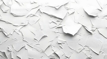 Poster - Close-up view of a white cracked paint texture. Abstract background with a rough, aged surface. Abstract White Texture: Cracked Paint Surface Shredded surface