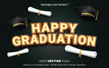 Poster - Happy Graduation text effect editable vector template realistic 3d style