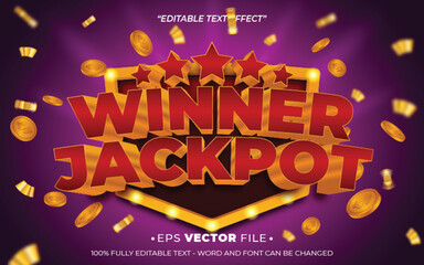 Poster - Winner Jackpot text effect editable vector realistic 3d style