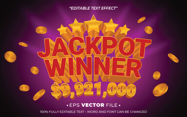 Poster - Jackpot Winner text effect editable vector realistic 3d style