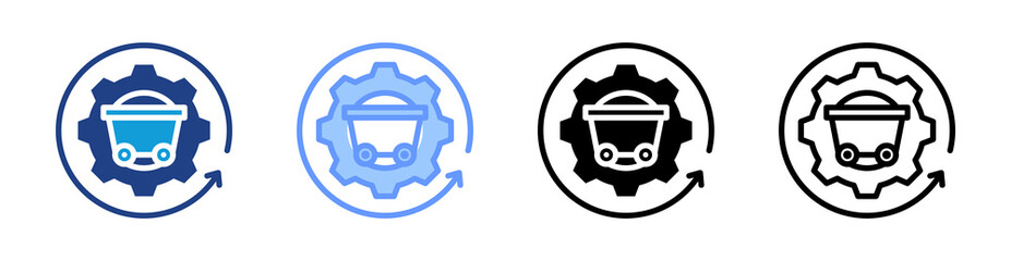 Poster - Quarrying Process icon set multiple style collection