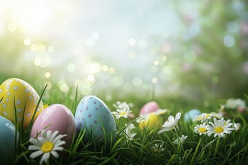  Colorful Spring Easter Eggs In Lush Meadow