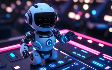 Poster - A robot in a digital workspace pushing a virtual button