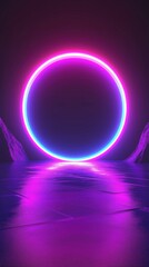 Fototapete - Neon Circle Reflection