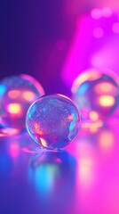 Fototapete - Glass Orbs in Neon Light