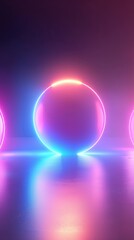 Fototapete - Glowing Neon Circles