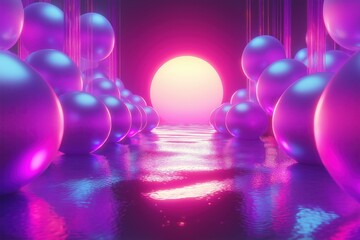 Fototapete - Glossy Spheres in Light