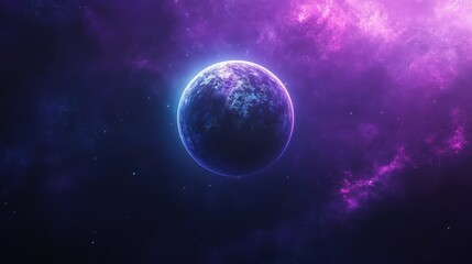 Wall Mural - Distant planet floats in a beautiful colorful cosmic nebula