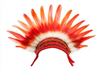 Wall Mural - Red and white feather headdress with a red band