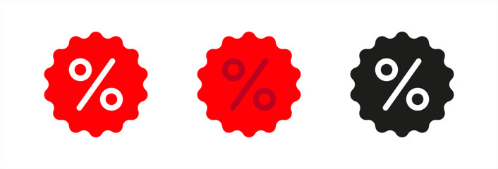 Aufkleber - discount, symbol, percent, icon, sign, offer, vector, price, coupon, marketing, promotion, market, red, label, isolated, illustration, special, finance, tag, design, concept, buy, percentage, white, b