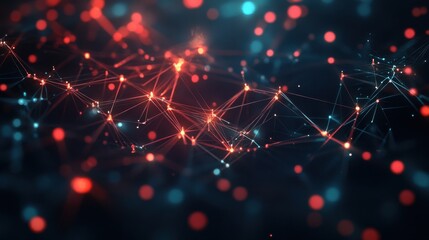 Aufkleber - abstract network visualization of colorful glowing particles and lines