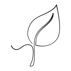 Wall Mural - Leaf hand drawn one continuous line art .Vector illustration