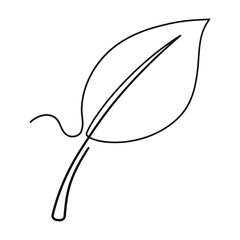 Leaf hand drawn line art one continuous.Vector illustration