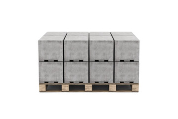 Wall Mural - Stack of gray blocks on a pallet, isolated