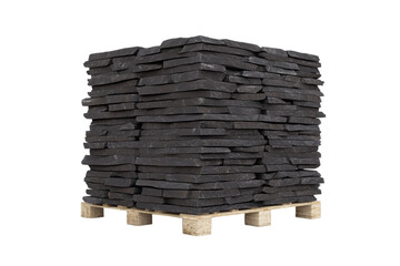 Wall Mural - Stack of black stones on a pallet, isolated