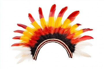 Wall Mural - Colorful feather headdress with red, yellow, and black feathers