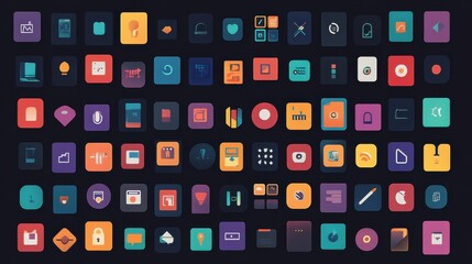 Poster - Colorful Abstract Icons for Digital Application Design and UI