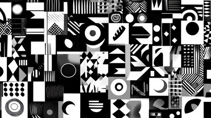 Poster - Abstract Black and White Geometric Patterns for Modern Design