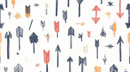 Poster - Colorful Arrow Patterns on White Background for Creative Projects