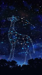 Wall Mural - giraffe constellation shines brightly against a starry night backdrop