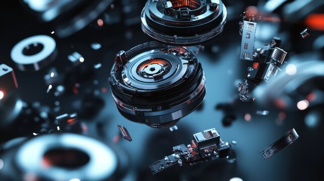 Futuristic Technology: Abstract Mechanical Components in Motion