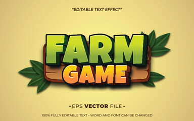 Poster - farm game text effect editable 3d playful vector for game