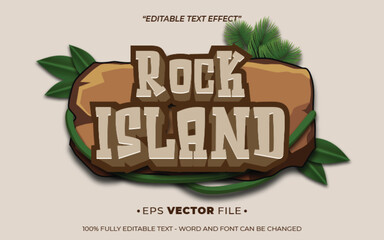 Poster - Rock Island text effect editable vector 3d for game