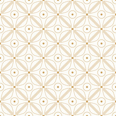 Wall Mural - delicate gold lines form a symmetrical, geometric pattern with small circles on a soft, creamy backg