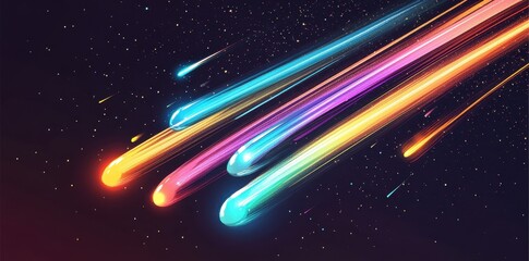 Wall Mural - colorful shooting stars streaking across a dark starry space