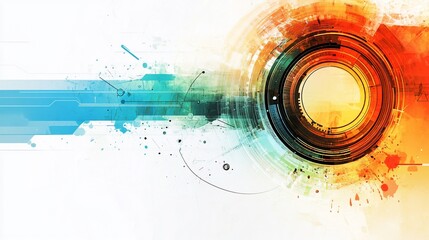 Aufkleber - Abstract digital art with vibrant hues and geometric patterns for a modern feel