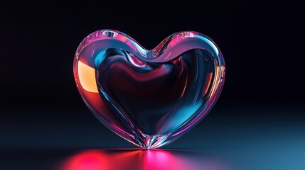 Wall Mural - Colorful glass heart sculpture reflecting light and emotions