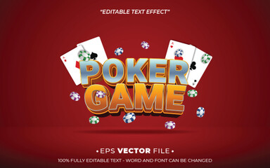 Poster - Poker Game text effect editable vector realistic 3d style
