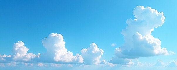 Wall Mural - blue sky with big and small cumulus clouds drifting lazily by, peaceful, blue sky, nature
