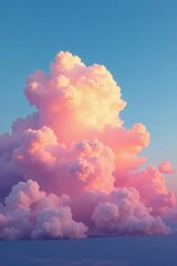 Wall Mural - soft pink clouds drift lazily across a brilliant blue sky at sunset, spindrift clouds, clouds