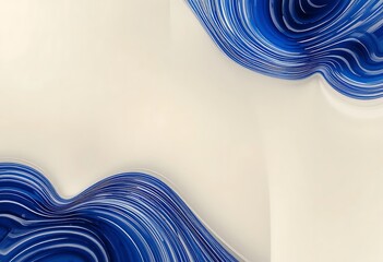 Poster - Fluid motion, Abstract blue waves on white background creates depth