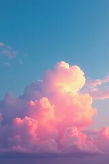 Wall Mural - soft pink clouds drift lazily across a brilliant blue sky at sunset, landscape, nature, sunset