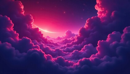 Wall Mural - dark crimson sky with swirling clouds of purple and glow, dark red, galaxy, hypnotic
