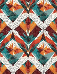 Poster - Shattered Facets, A Kaleidoscope of Geometric Forms and Dynamic Color Harmony