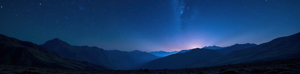 Wall Mural - Dark sky with stars shining brightly over mountains, scotland, nature