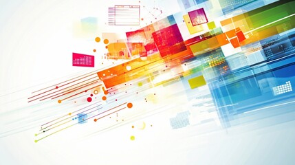 Aufkleber - Abstract geometric background with colorful transparent squares circles and lines on a white backdrop